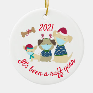 Het was een ruig jaar Honden 2021 Keramisch Ornament