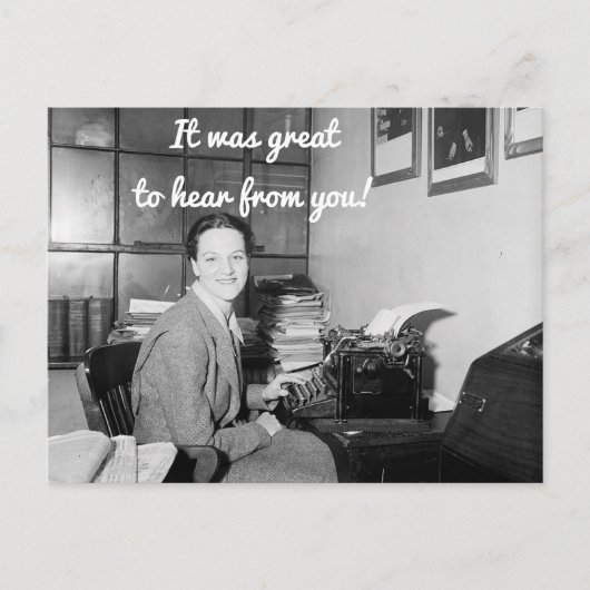 Het was geweldig om van je Briefkaart te horen (Voorkant)