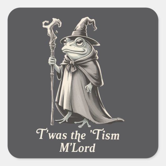 Het was het 'Tisme M'lord Grappige Kikker Tovenaar Vierkante Sticker (Voorkant)