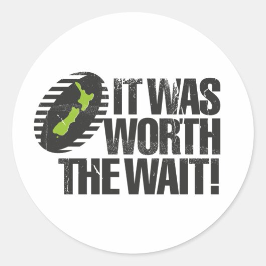 Het was het wachten waard NZ Ronde Sticker (Voorkant)