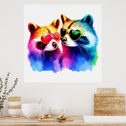 Het wasbeer paar poster (Keuken)