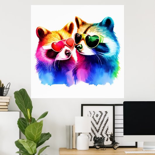 Het wasbeer paar poster (Thuiskantoor)