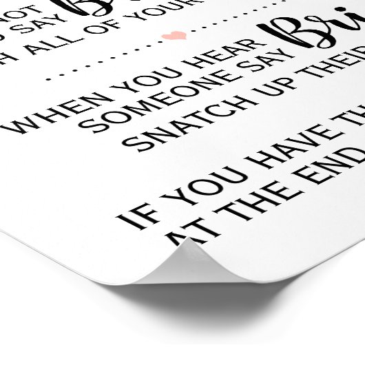 Het wasknijper spel bruidsdouche roze bloemenschil poster (Hoek)