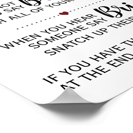 Het wasknijper spel bruidssalon marsala bord poster (Hoek)