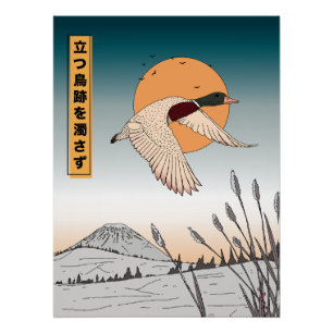 Het water blijft stil nadat een vogel is opgestege perfect poster