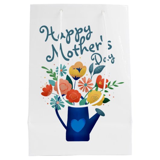 Het water kan vol bloemen Tevreden Moederdag Medium Cadeauzakje (Achterkant)