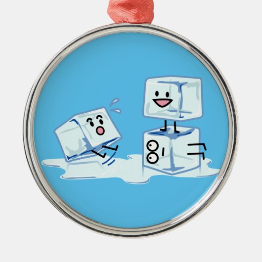 het water van de ijsblokjes de ijzige kubus het metalen ornament (Voorkant)