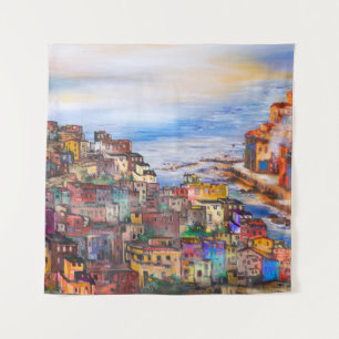 Het waterfront in Naplesitalie, napels, napoli, st Wandkleed