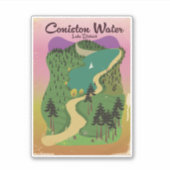 Het watermerendistrict Coniston Sticker (Voorkant)