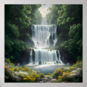Het waterval landschap poster (Voorkant)