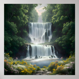 Het waterval landschap poster