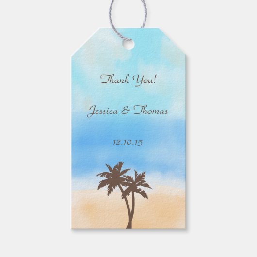 Het Waterverf Beach Wedding Collectie Cadeaulabel (Voorkant)