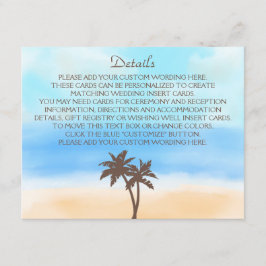 Het Waterverf Beach Wedding Collectie Informatiekaartje