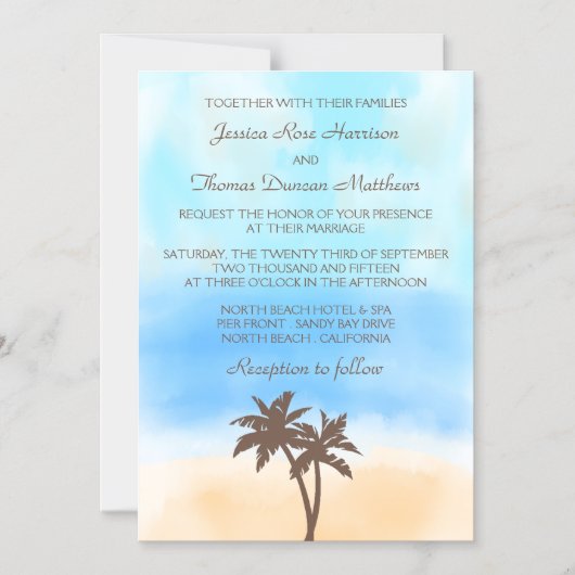 Het Waterverf Beach Wedding Collectie Magnetische Uitnodiging (Voorkant)