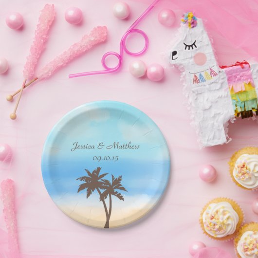 Het Waterverf Beach Wedding Collectie Papieren Bordje (Feest)