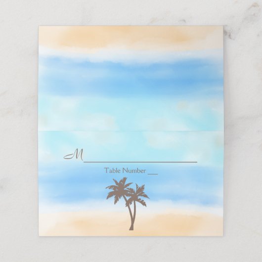 Het Waterverf Beach Wedding Collectie Plaatskaartje (Buitenkant ongevouwen)