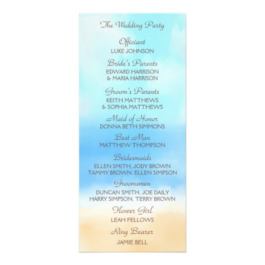 Het Waterverf Beach Wedding Collectie - Programma (Achterkant)