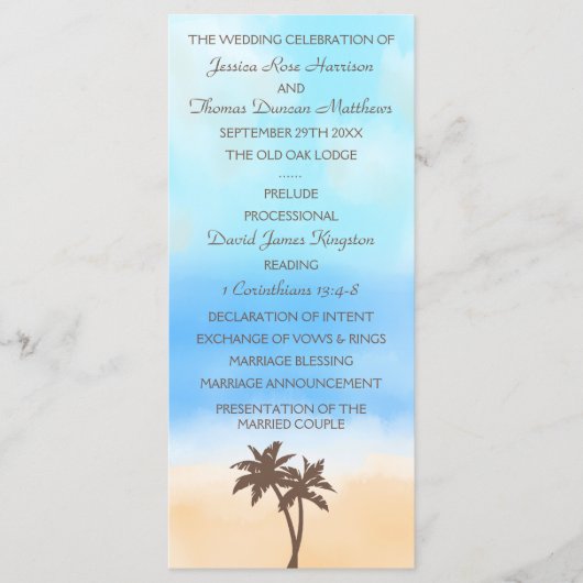 Het Waterverf Beach Wedding Collectie Programmakaart (Voorkant)