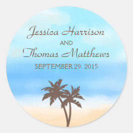 Het Waterverf Beach Wedding Collectie Ronde Sticker