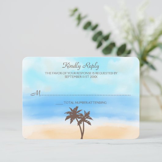 Het Waterverf Beach Wedding Collectie - RSVP (Staand voorkant)
