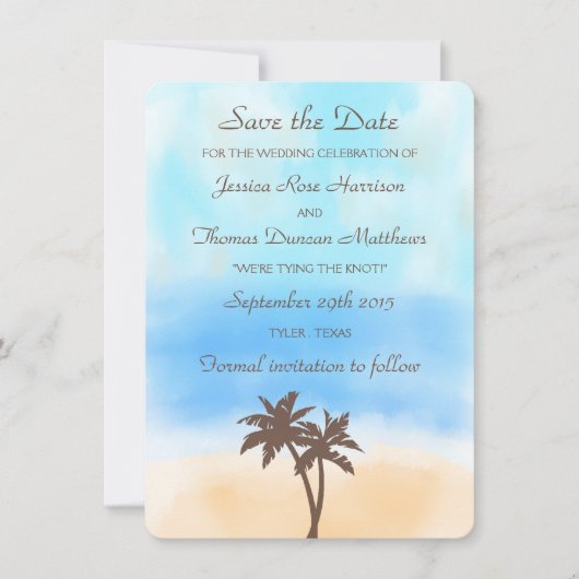 Het Waterverf Beach Wedding Collectie Save The Date (Voorkant)
