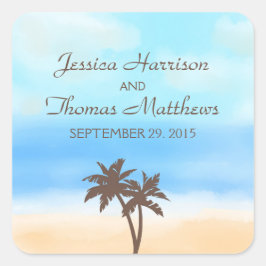 Het Waterverf Beach Wedding Collectie Vierkante Sticker