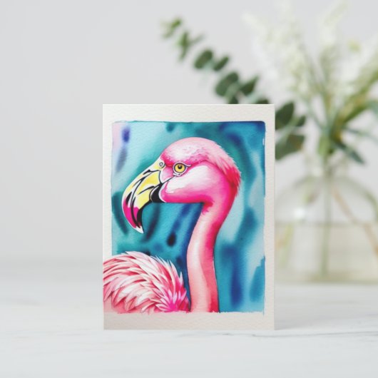 Het Waterverf Briefkaart van Florida Flamingo, Vac (Staand voorkant)