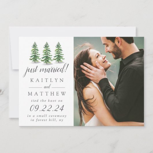 Het Waterverf Pine Tree Forest Wedding Collectie Aankondiging (Voorkant)