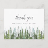 Het Waterverf Pine Tree Forest Wedding Collectie Aankondigingskaart (Voorkant)
