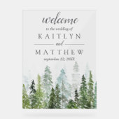 Het Waterverf Pine Tree Forest Wedding Collectie Acryl Bord (Voorkant)