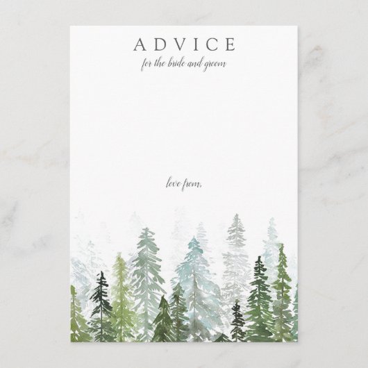 Het Waterverf Pine Tree Forest Wedding Collectie Advieskaart (Voorkant)