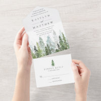 Het Waterverf Pine Tree Forest Wedding Collectie