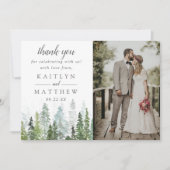 Het Waterverf Pine Tree Forest Wedding Collectie Bedankkaart (Voorkant)