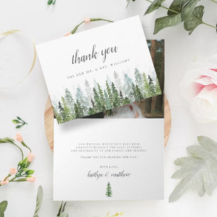 Het Waterverf Pine Tree Forest Wedding Collectie Bedankkaart