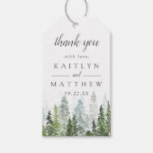Het Waterverf Pine Tree Forest Wedding Collectie Cadeaulabel (Voorkant)