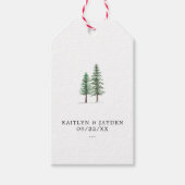 Het Waterverf Pine Tree Forest Wedding Collectie Cadeaulabel (Voorkant)