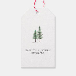 Het Waterverf Pine Tree Forest Wedding Collectie Cadeaulabel