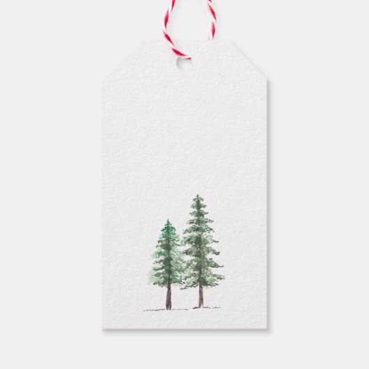 Het Waterverf Pine Tree Forest Wedding Collectie Cadeaulabel (Achterkant)