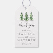 Het Waterverf Pine Tree Forest Wedding Collectie Cadeaulabel (Voorkant)