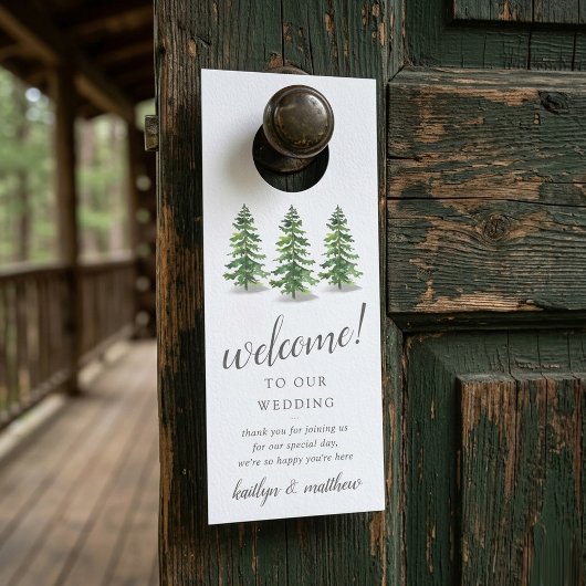 Het Waterverf Pine Tree Forest Wedding Collectie Deurhanger