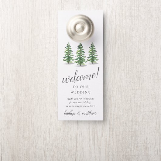 Het Waterverf Pine Tree Forest Wedding Collectie Deurhanger (Op knop)