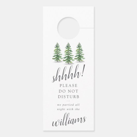 Het Waterverf Pine Tree Forest Wedding Collectie Deurhanger (Achterkant)