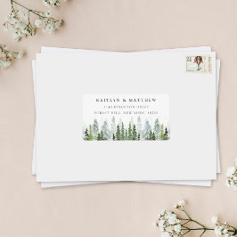 Het Waterverf Pine Tree Forest Wedding Collectie Etiket