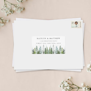 Het Waterverf Pine Tree Forest Wedding Collectie Etiket