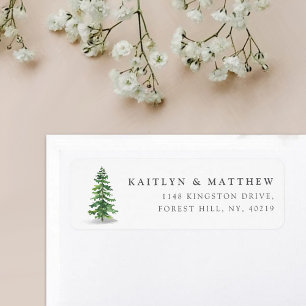 Het Waterverf Pine Tree Forest Wedding Collectie Etiket