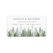 Het Waterverf Pine Tree Forest Wedding Collectie Etiket (Voorkant)