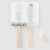 Het Waterverf Pine Tree Forest Wedding Collectie Handwaaier (Voorkant en achterkant)