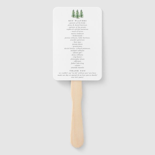Het Waterverf Pine Tree Forest Wedding Collectie Handwaaier (Achterkant)