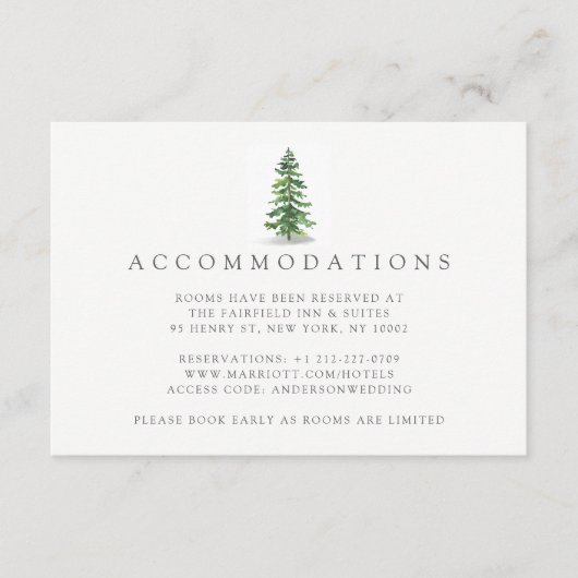 Het Waterverf Pine Tree Forest Wedding Collectie Informatiekaartje (Voorkant)