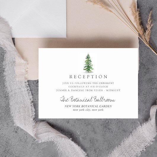 Het Waterverf Pine Tree Forest Wedding Collectie Informatiekaartje